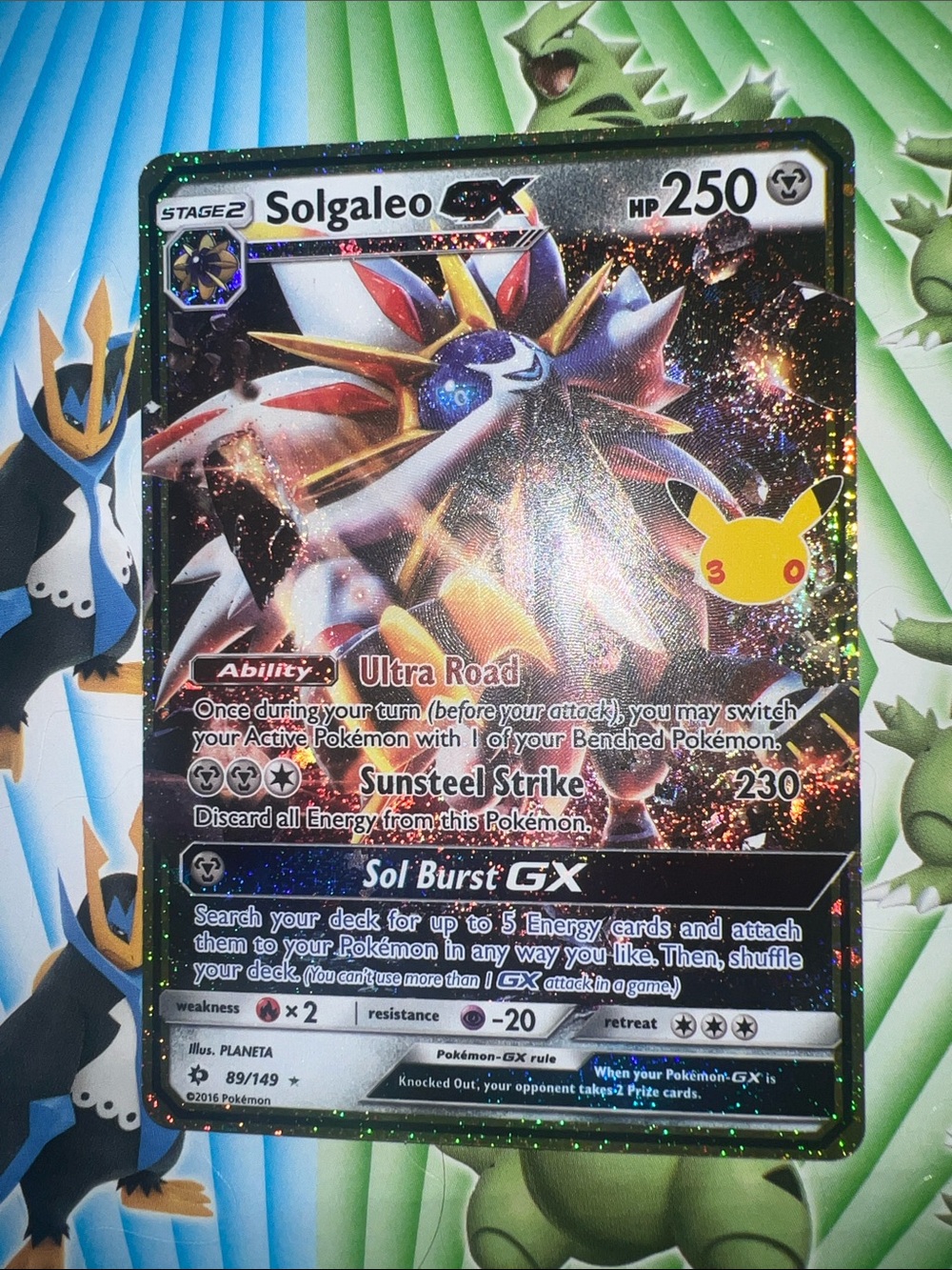 Pokemon Solgaleo-GX Holographic Card - Black/Gold